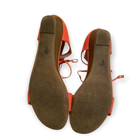 💫4/30 A.N.A Dillon Coral Tassel Tie Wedge Sandals - Picture 8 of 9